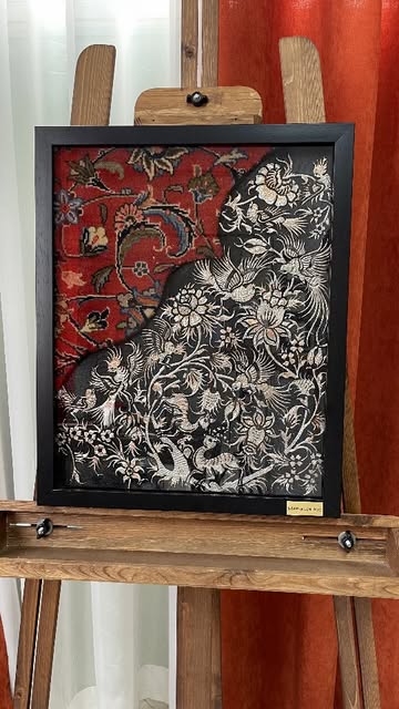 تابلو دکوراتیو فرش دستبافت و مس